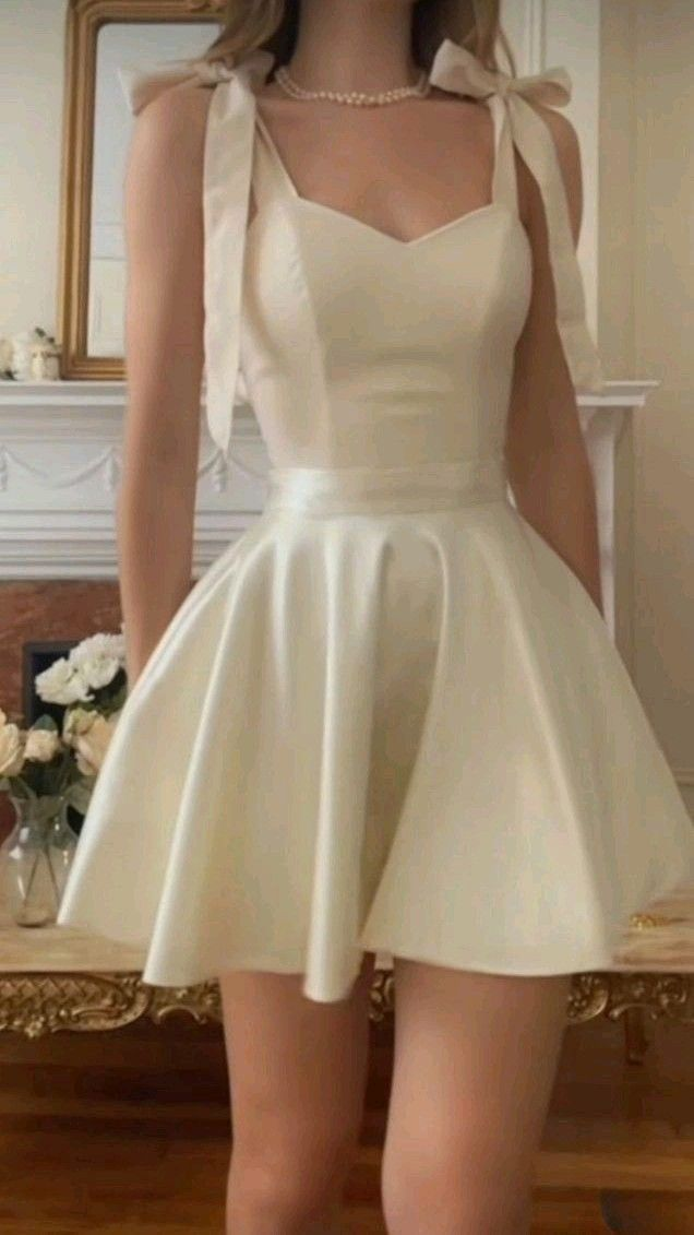 Beautiful White Straps A Line Mini Party Dress Homecoming Dress