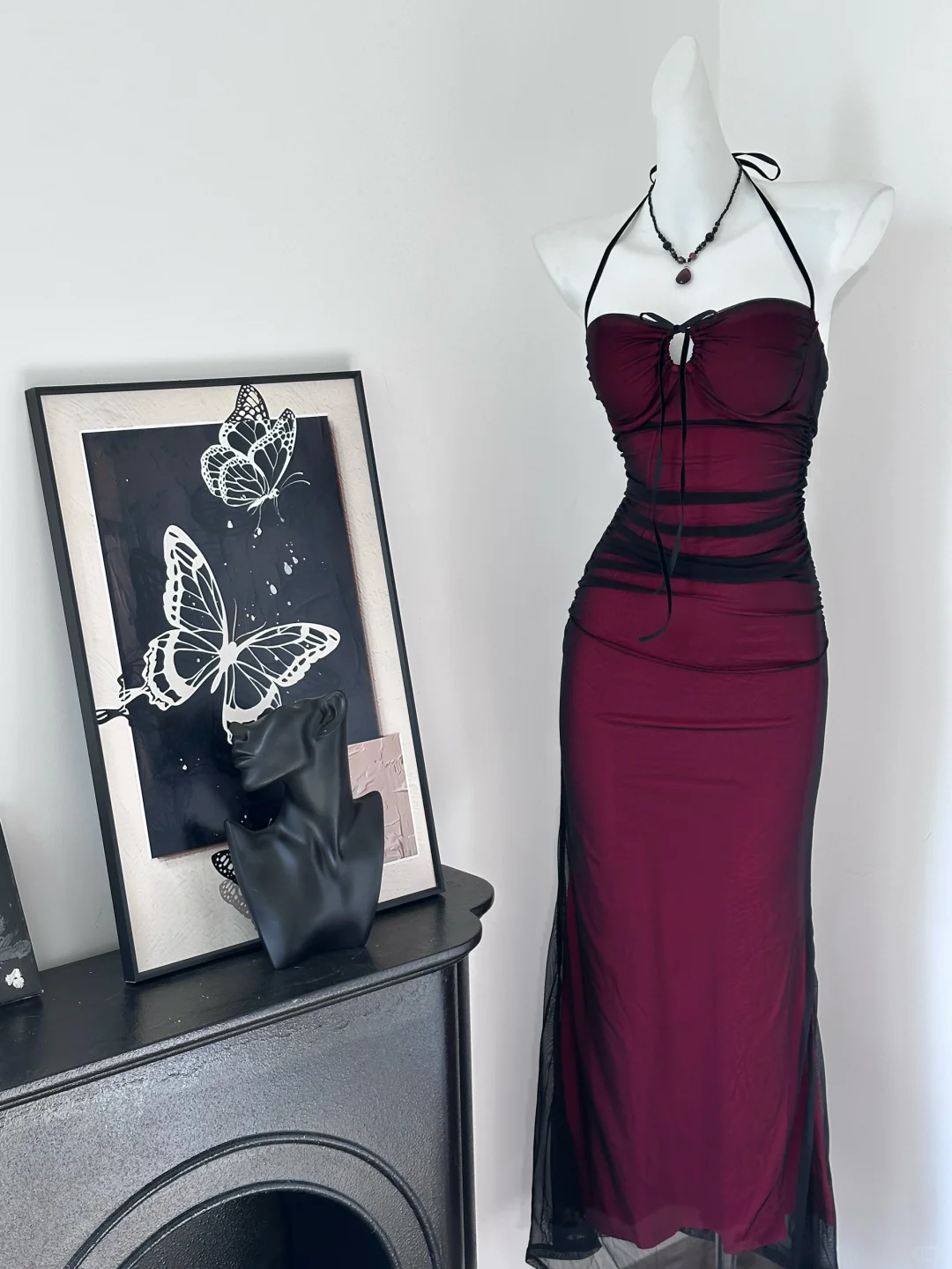 Vintage Halter Sheath Long Party Dress Formal Evening Dress