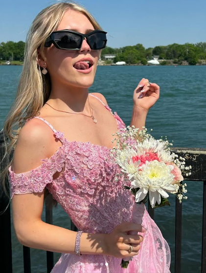Pink Off Shoulder Fluffy Lace Appliques Floral Long Prom Dress Evening Dress Y7846 - View 4 | VelvetHem