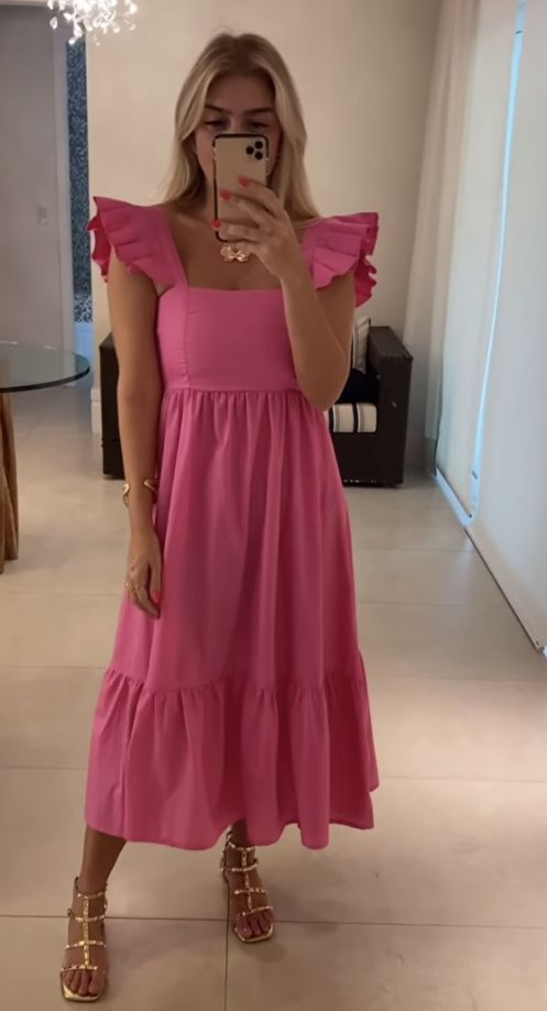 Elegant A-line Pink Evening Dress Pink Vacation Dress Y5278 - View 2 | VelvetHem