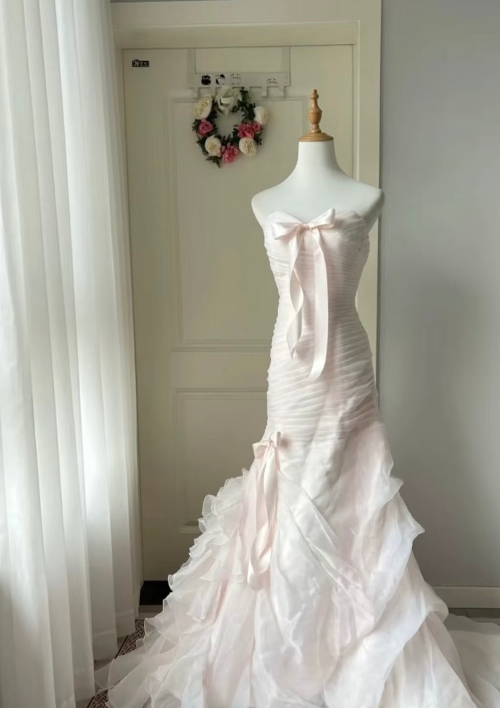 Sweetheart Mermaid Light Pink Birthday Dress Formal Evening Dress