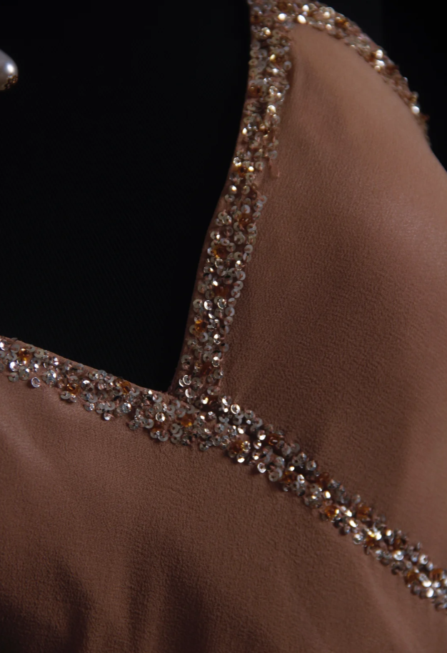 Classy Halter Chiffon Sequin Beaded Mermaid Long Wedding Guest Dress Formal Party Dress