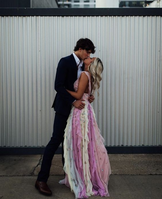 Sweet Princess Long Prom Dress Layered Tulle Ball Gown Evening Dresses