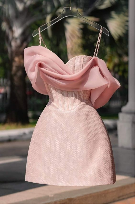 Pink Short Sleeve Bodycon Mini Dress Party Dress Graduation Gifts Lady Short Hoco Dress