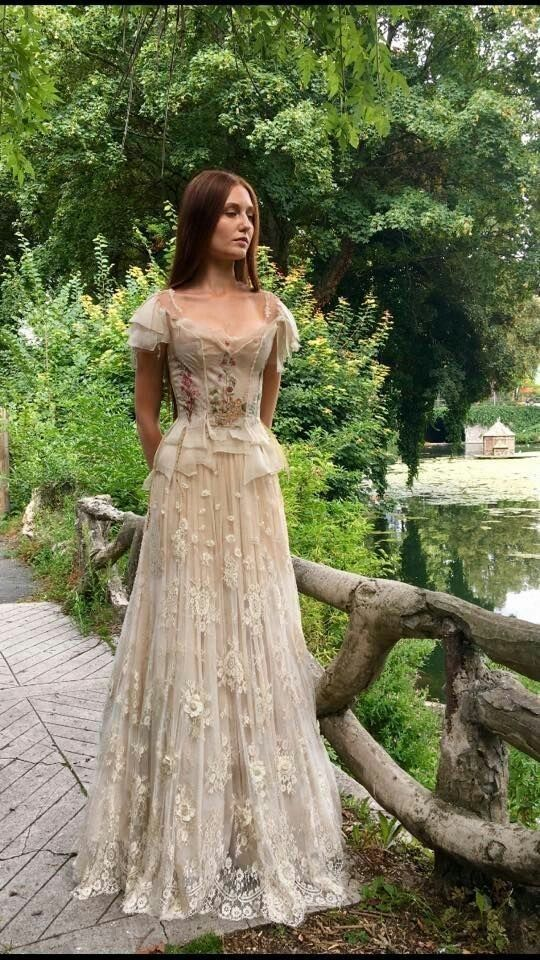 Vintage Lace Applique Evening Dress,Formal Long A Line Party Dress