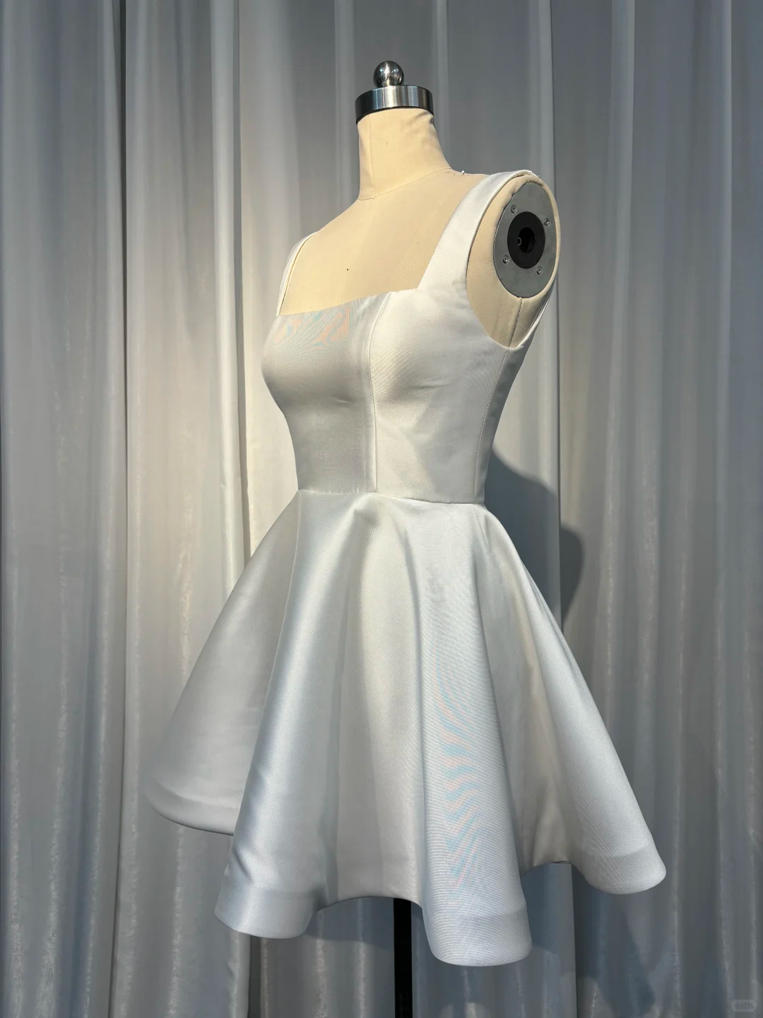 Simple Square Neck White Satin A Line Short Cocktail Dress Homecoming Dress