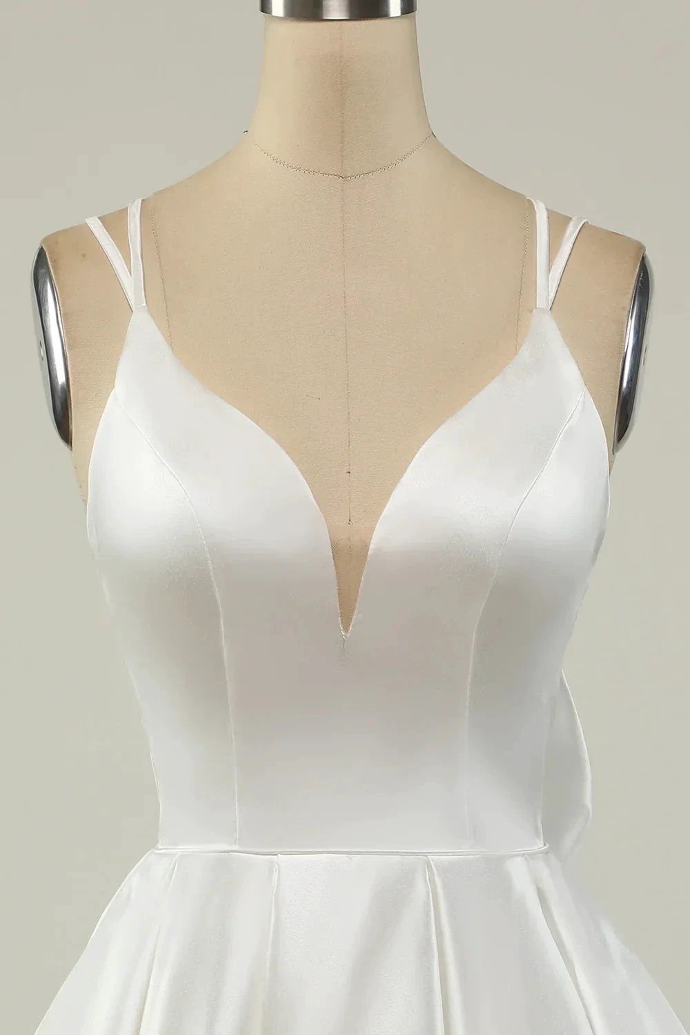 White Satin A-line Graduation Dress White Short Homecoming Dress (ZD12343)
