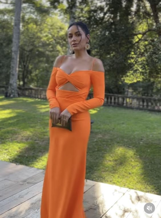 Orange prom dress Evening Gown Long Prom Dresses