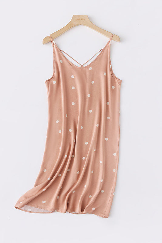 Emilia Boutique Printed Camisole Dress with Crossed Straps At the Back Chic Silhouette Collection