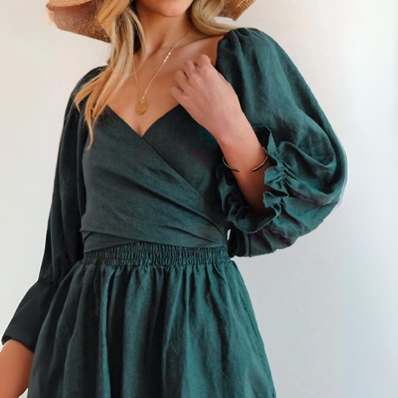 Stella Exclusive French Dress with Ruffled Sleeves Boutique Collection