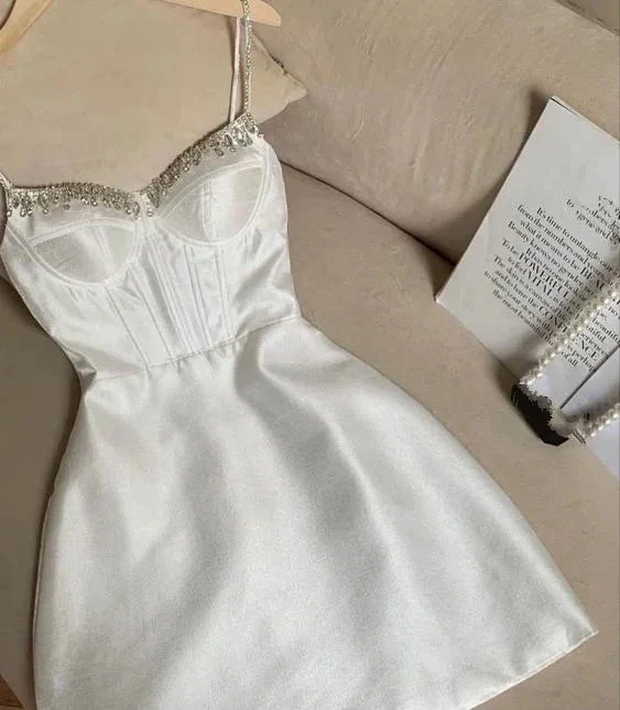 White Short Homecoming Dress Party Dresses Y4431 by simplepromdress