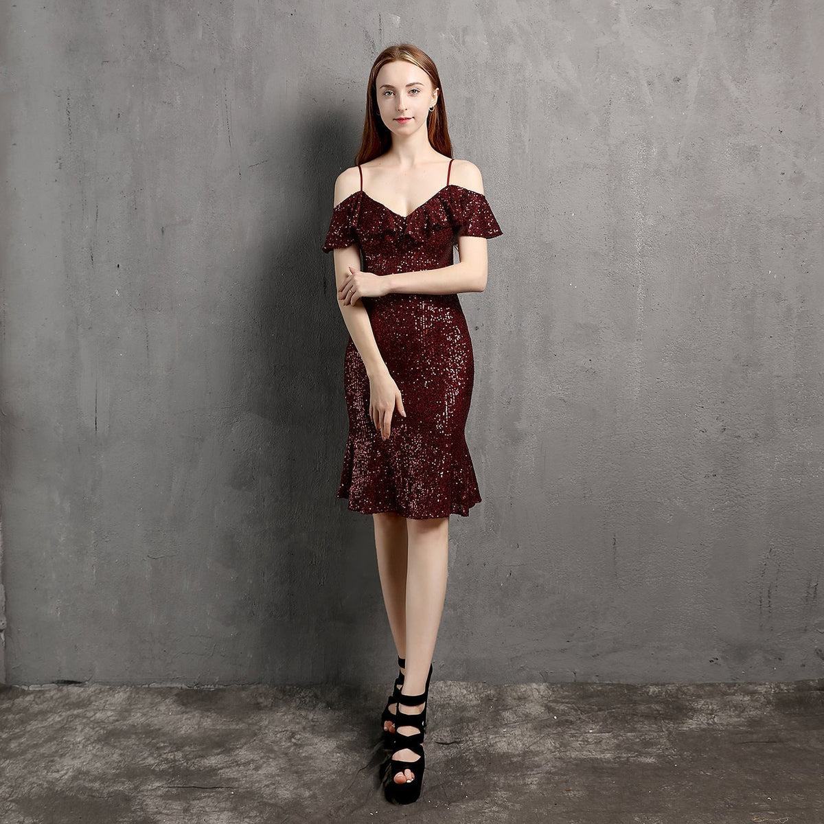 V Neck Little Evening Dress - Elegant Short Socialite Nightclub Women's Party Dress - View 3 | VelvetHem