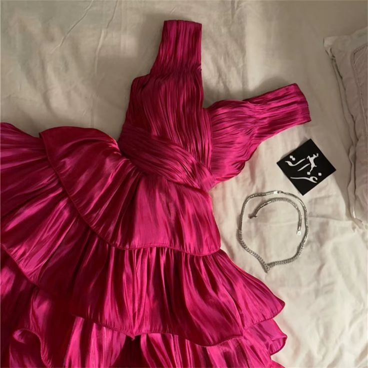 Hot Pink Tiered Ruffles Homecoming Dresses J7749