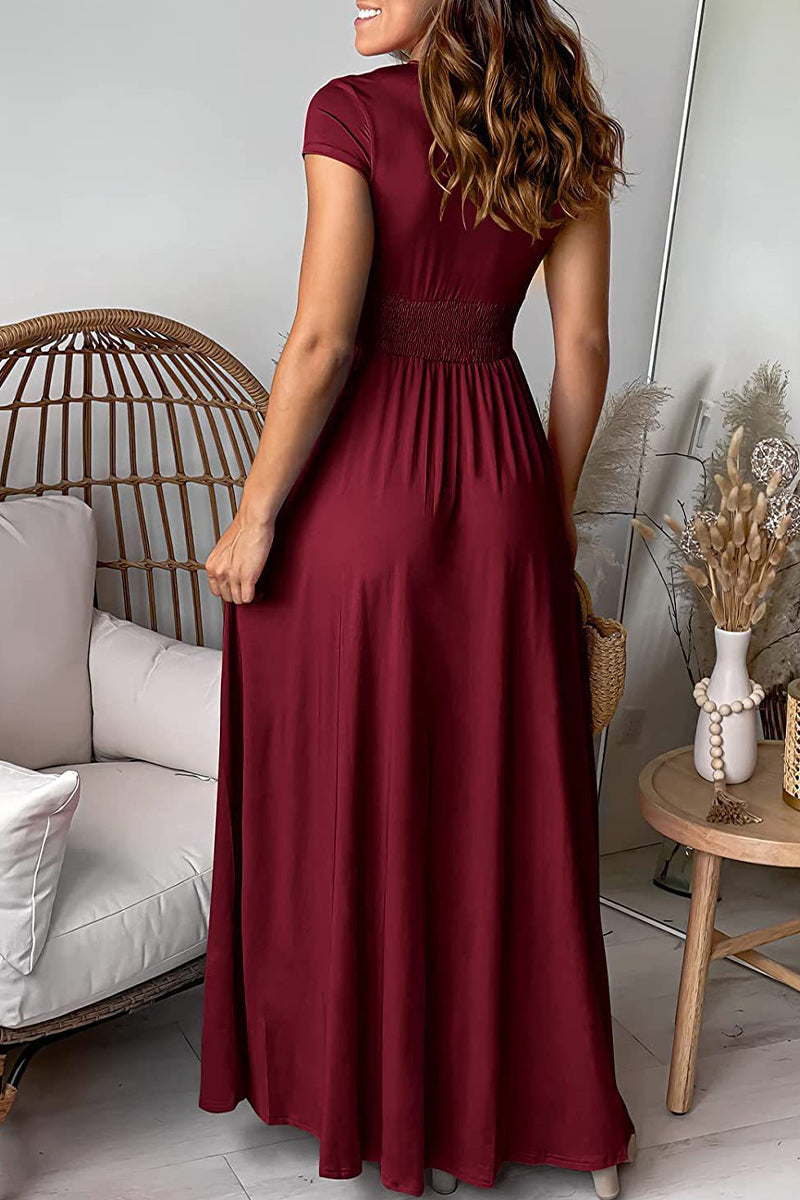 Elegant Solid Slit V Neck Evening Dress Dresses(7 Colors) - View 11 | VelvetHem