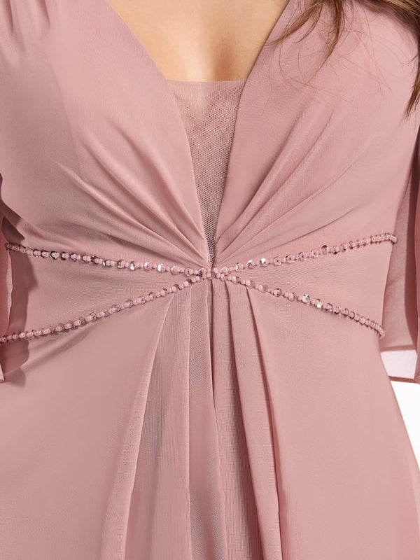 A-Line V-Neck Floor-Length Chiffon Bridesmaid Dress