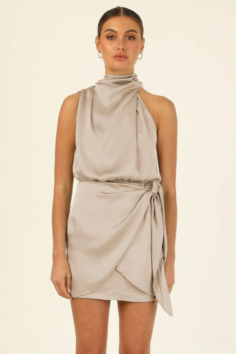 Halter Satin Silk Dress - View 12 | VelvetHem