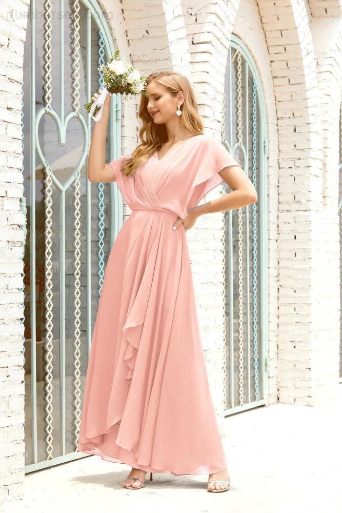 Zapdress Mother of The Bride Dresses Plus Size V-Neck Floor Length Formal Prom Dress for Wedding Guest 28020 (ZD17058)