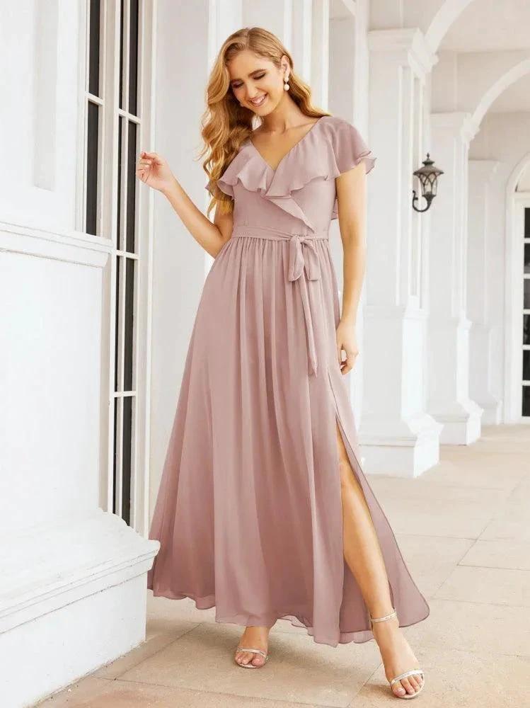 Bridesmaid Dresses with Flutter Sleeves Formal Evening Party Prom Gowns 28044 by numbersea