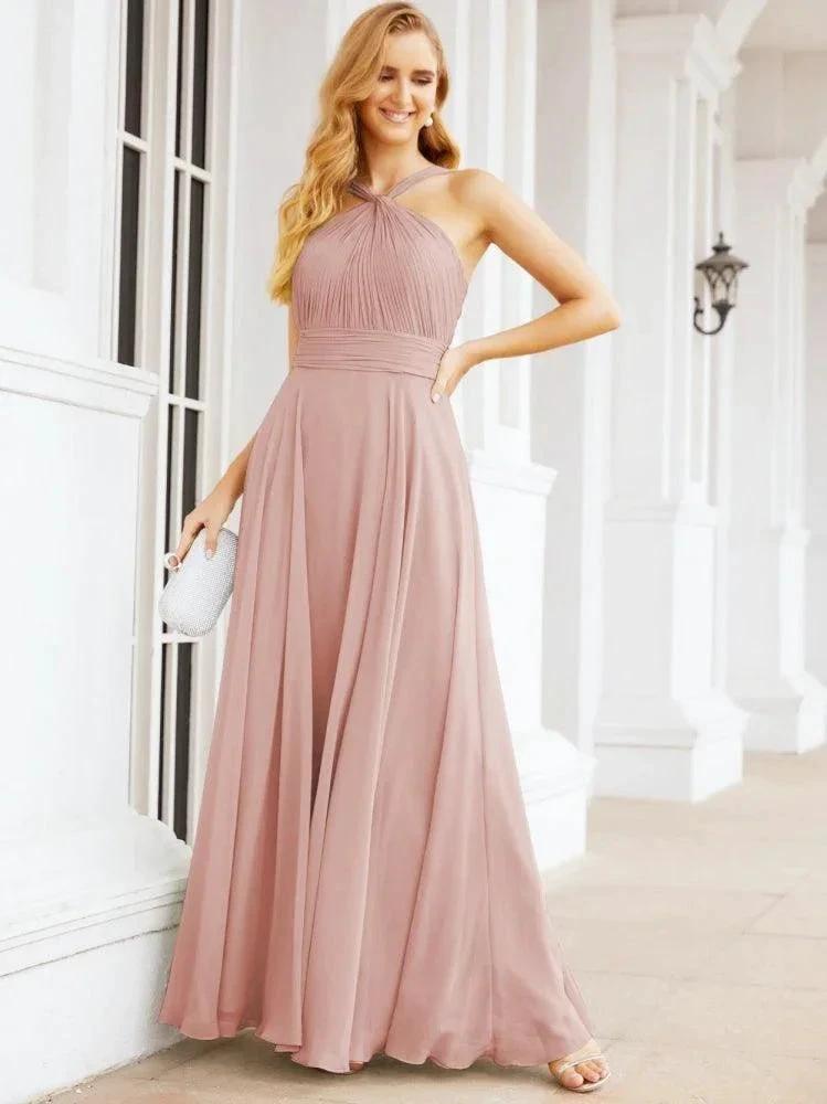 Numbersea Crisscross Halter Bridesmaid Dresses for Party Wedding Evening Prom Maxi Ball Gowns 28053 by numbersea