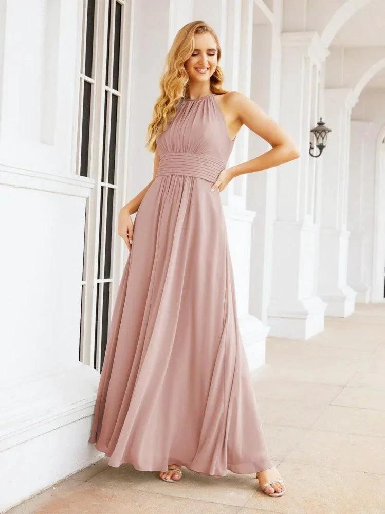 Numbersea Keyhole Bridesmaid Dresses Sleeveless Formal Evening Party Prom Gowns 28043 by numbersea