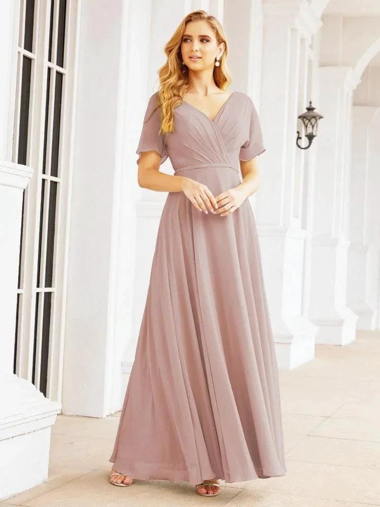 Numbersea Formal Prom Gowns for Mother of The Bride Short Sleeves Bridesmaid Dress 28049 by numbersea