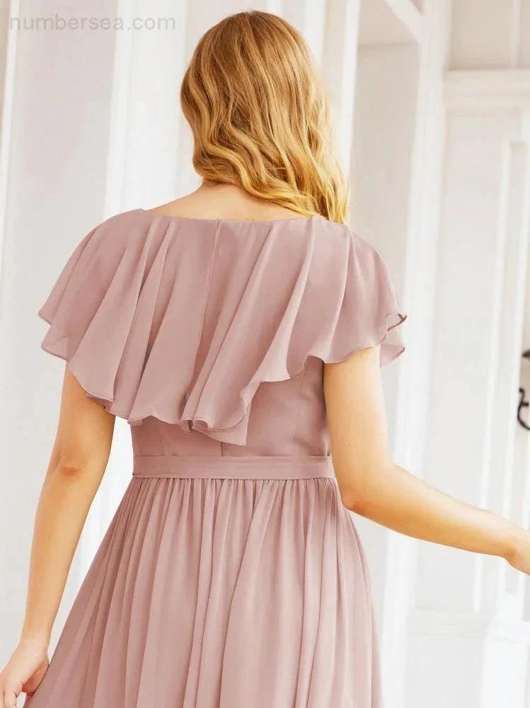 Bridesmaid Dresses with Flutter Sleeves Formal Evening Party Prom Gowns 28044 (ZD17033)