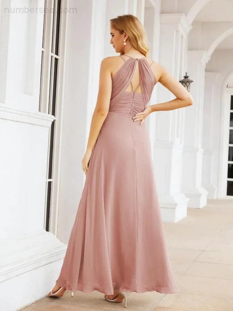 ZapDress Double Spaghetti Straps Bridesmaid Dresses for Women Long Formal Party Dress Side Split 28051 (ZD17036)