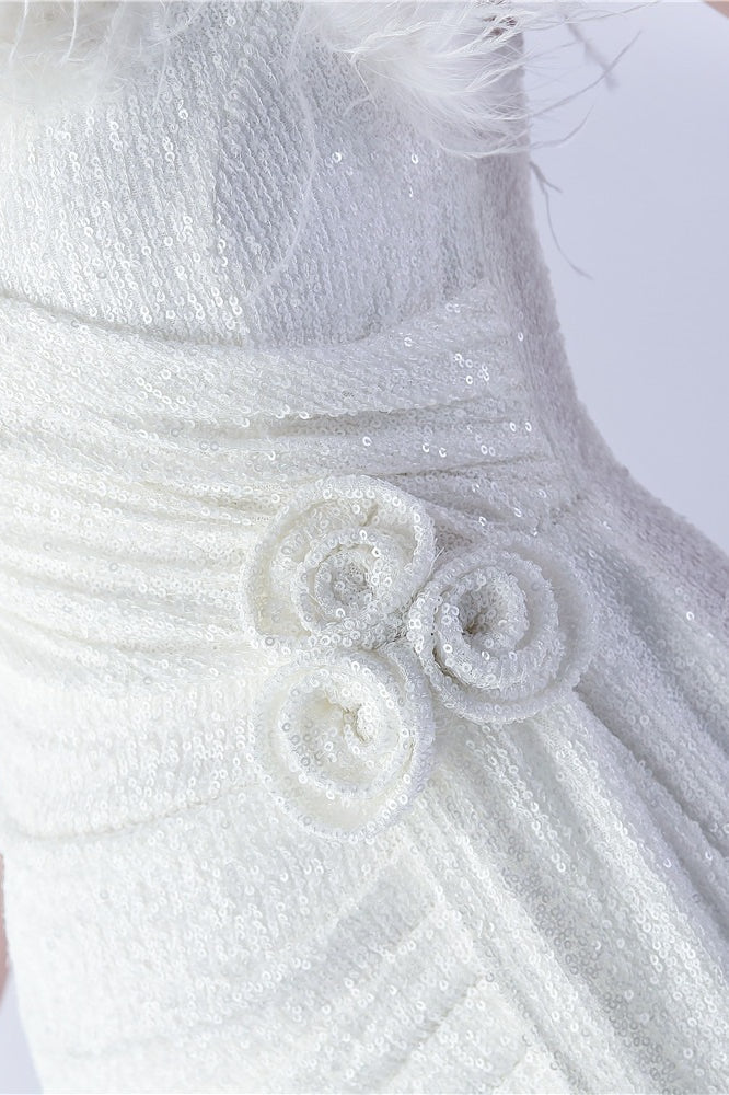 Ostrich Feather Embellished Dress with Relaxed Fit and Everyday Wear