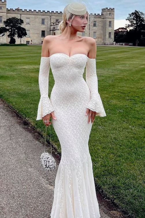 Lace Insert Bell Sleeve Birthday Dress