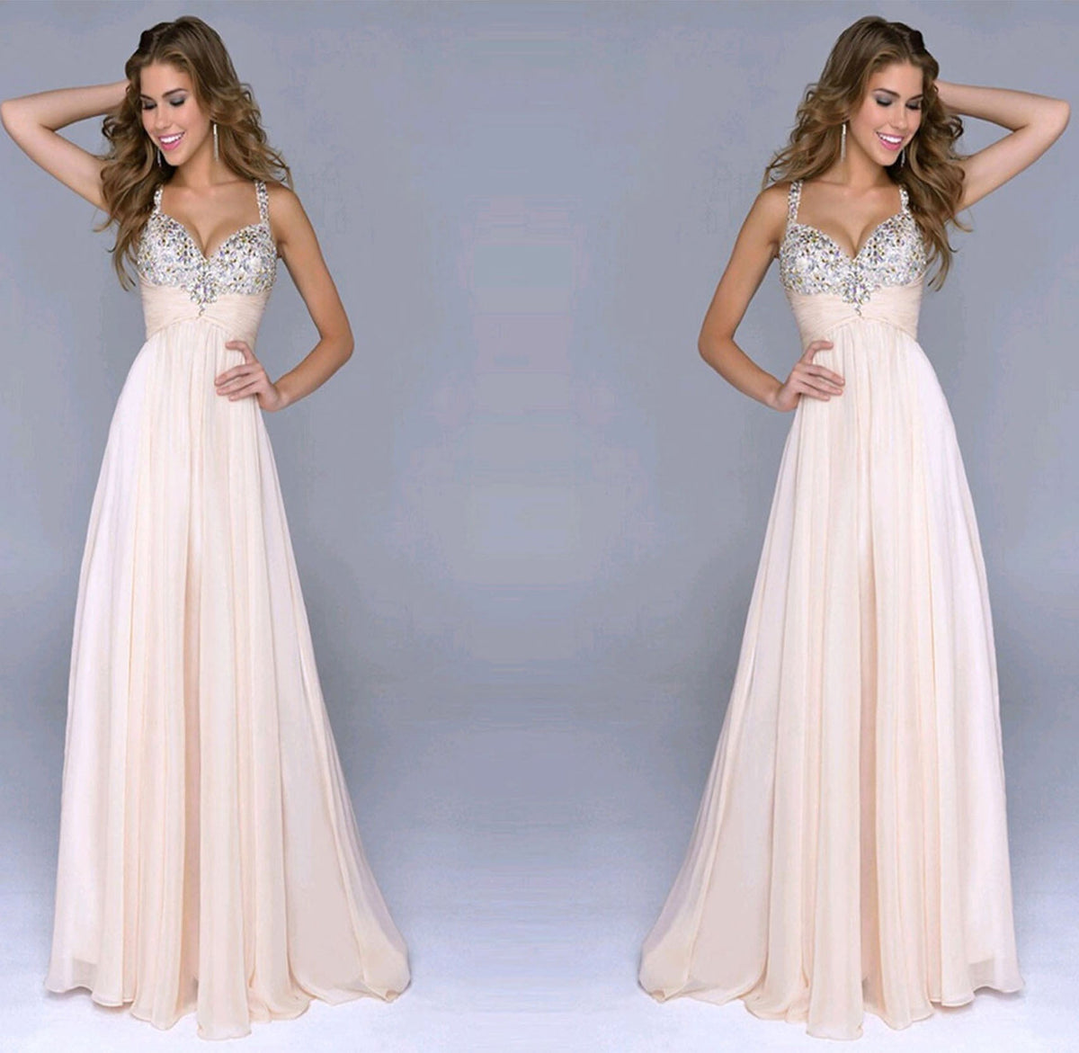 Popular Women Evening Dress Chiffon Sequin Sling Dress - VelvetHem