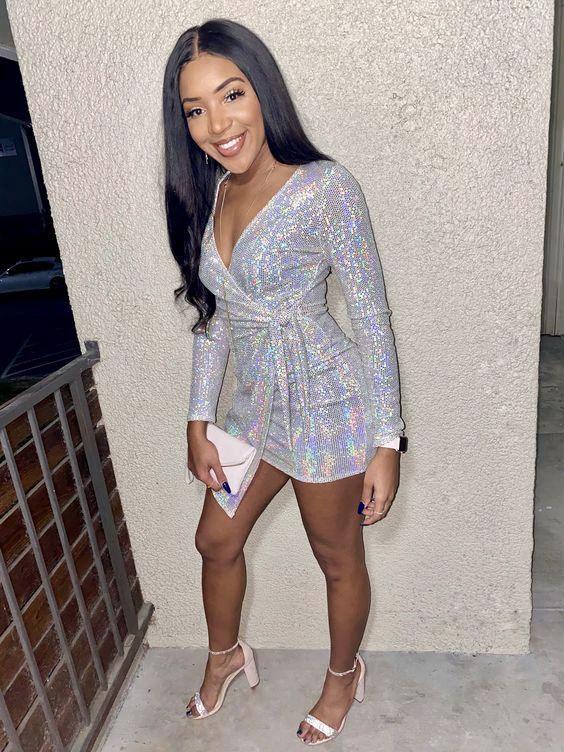 Sparkly Sequins Party Dress Outfit Bright 18th Birthday Dress Outfit New Arrival Homecoming Dress (ZD12559)
