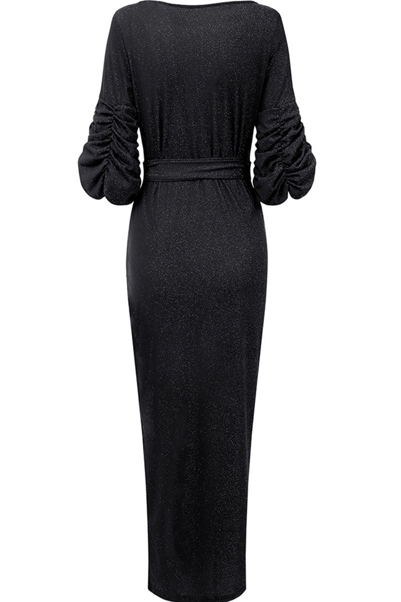 Sexy Solid Patchwork V Neck Evening Dress Dresses(3 Colors) - View 11 | VelvetHem