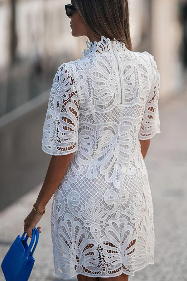Fiorella Aesthetic Reason To Smile Crochet Lace Mini Dress Evening Wear Edit