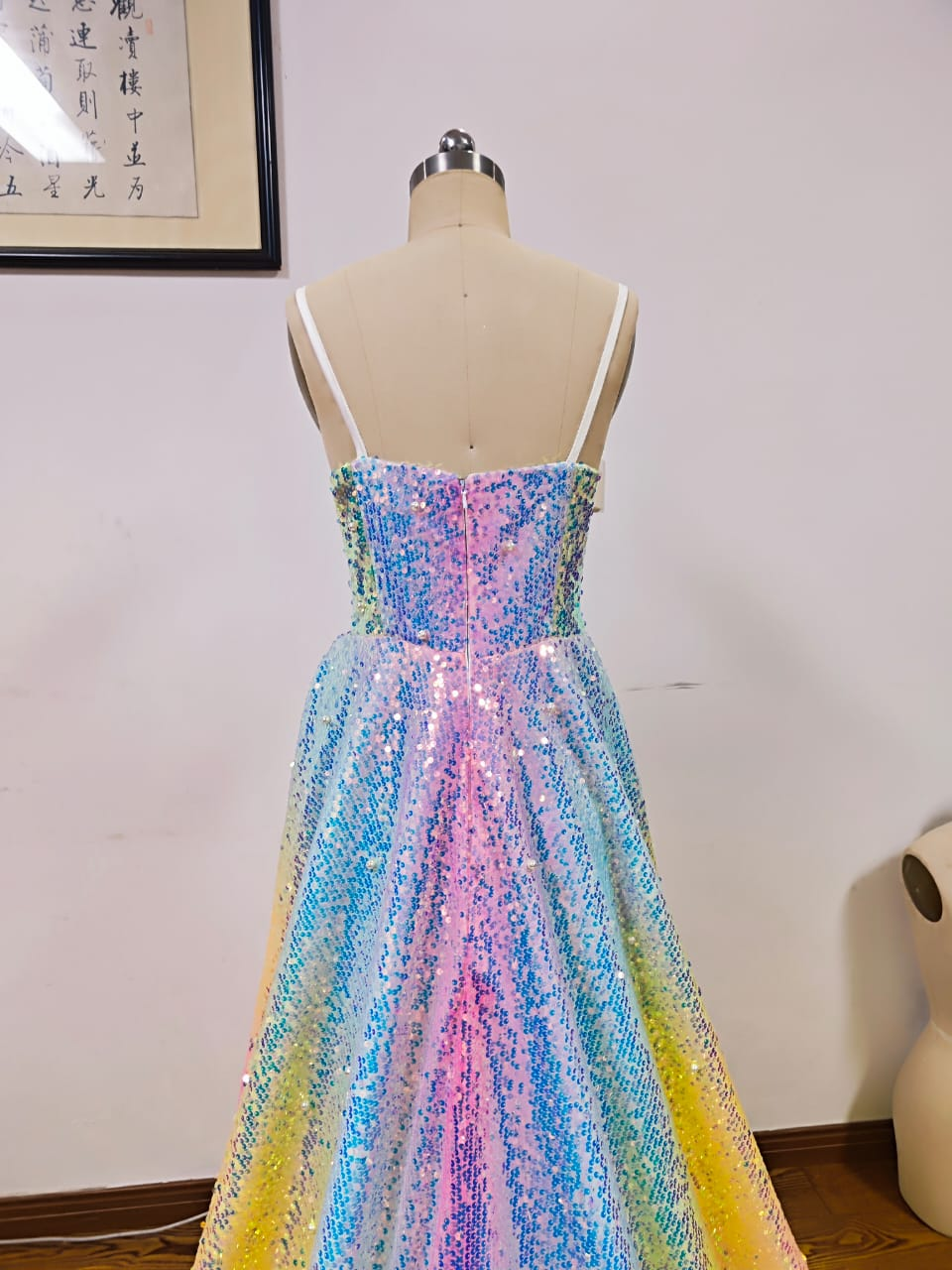 Glitter Tulle Sequins A Line Prom Dress Evening Dress Y8378 - View 4 | VelvetHem