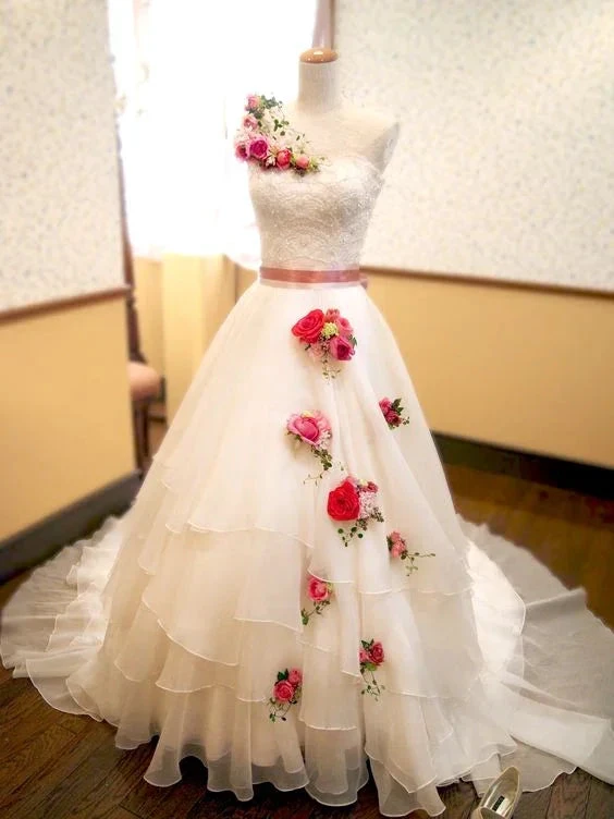 Charming White A-line Wedding Dress,White Bridal Dress (ZD13688)