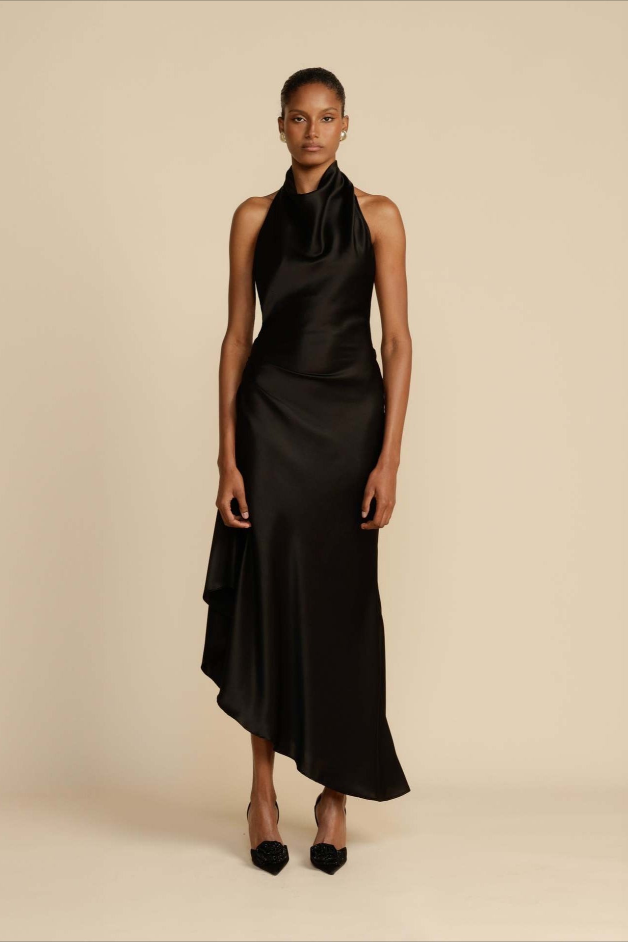 Elegant Satin Slit Contemporary Dress for Comfort Fit Design