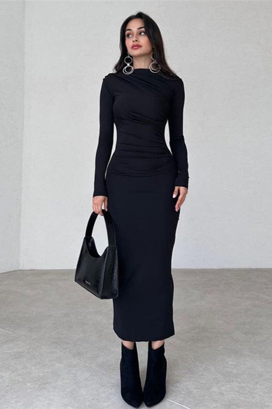 Crew Neck LongSleeve Bodycon Dress