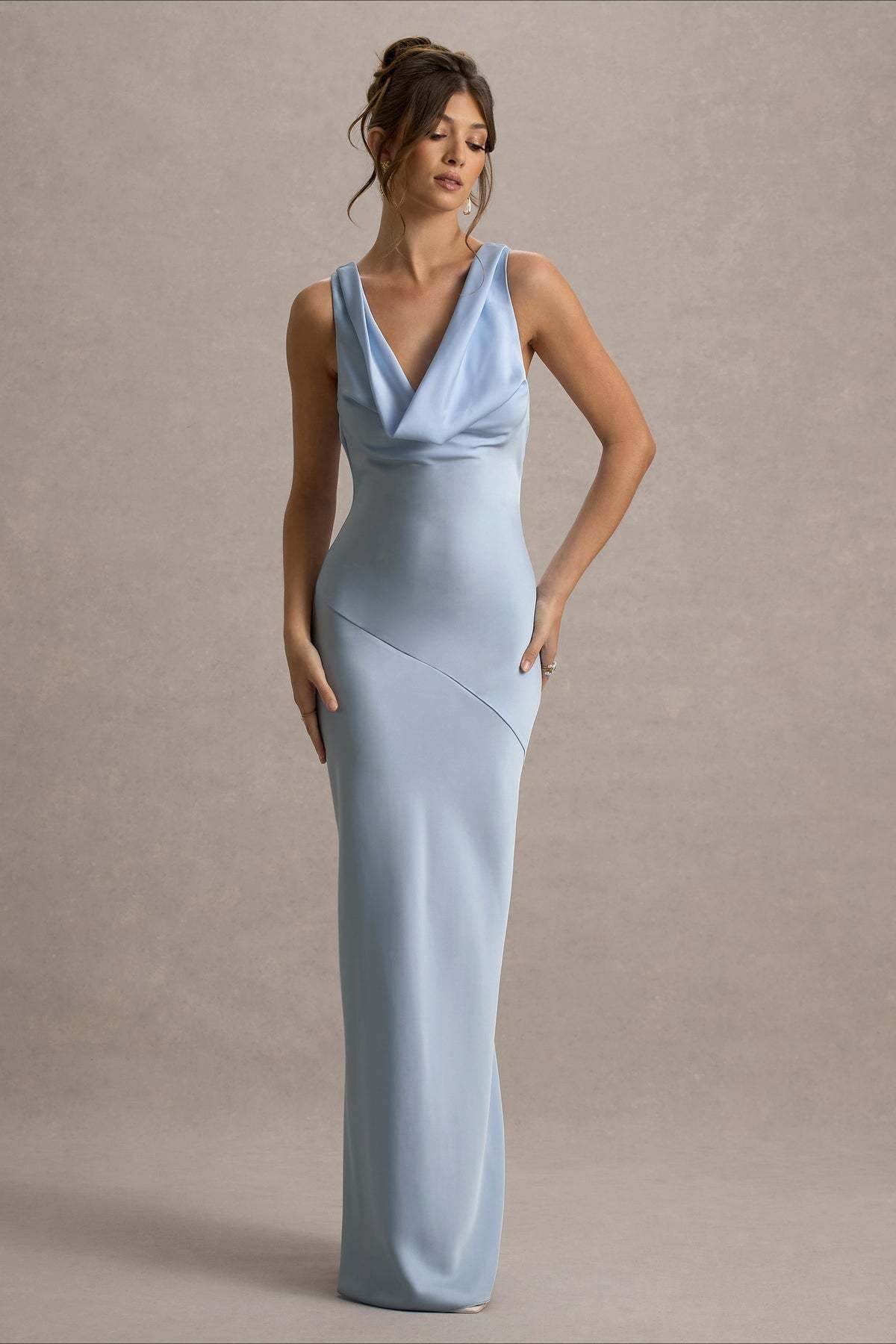 Satin Mermaid Low-Back Party Dress - View 4 | VelvetHem