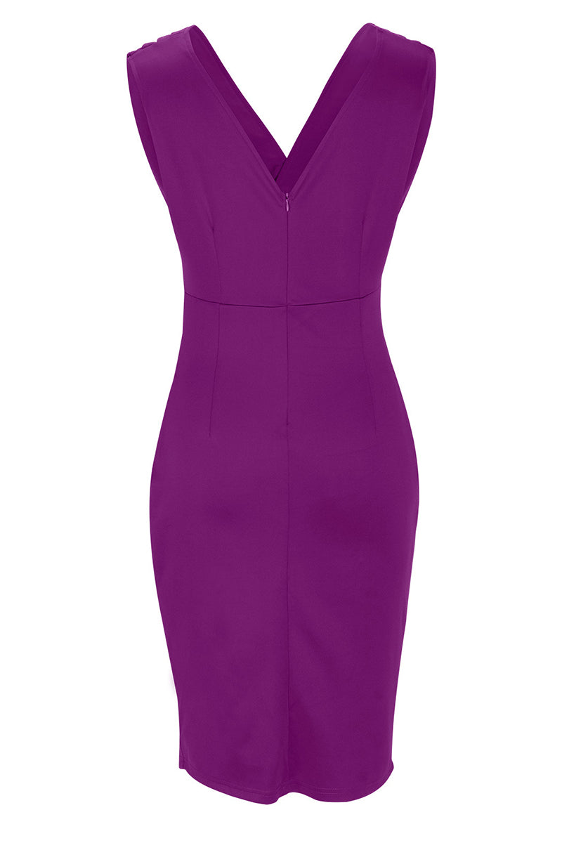 Celebrities Elegant Solid Slit Fold V Neck Evening Dress Dresses(4 Colors) - View 8 | VelvetHem