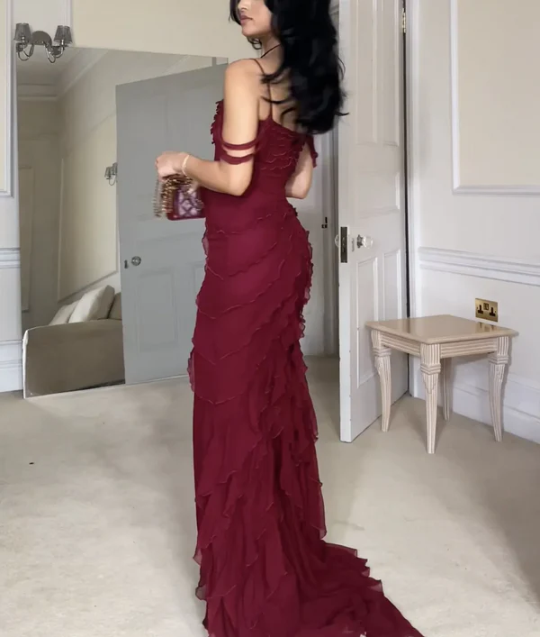 Sexy Slit Mermiad Prom Dress Long Chiffon Evening Dress Party Gown Y7547 - View 3 | VelvetHem