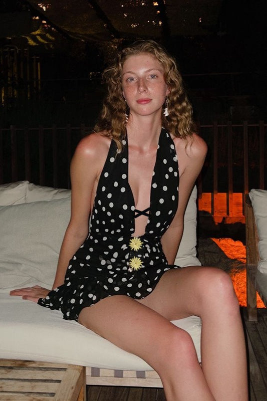Sexy Polka Dot V-Neck Mini Dress