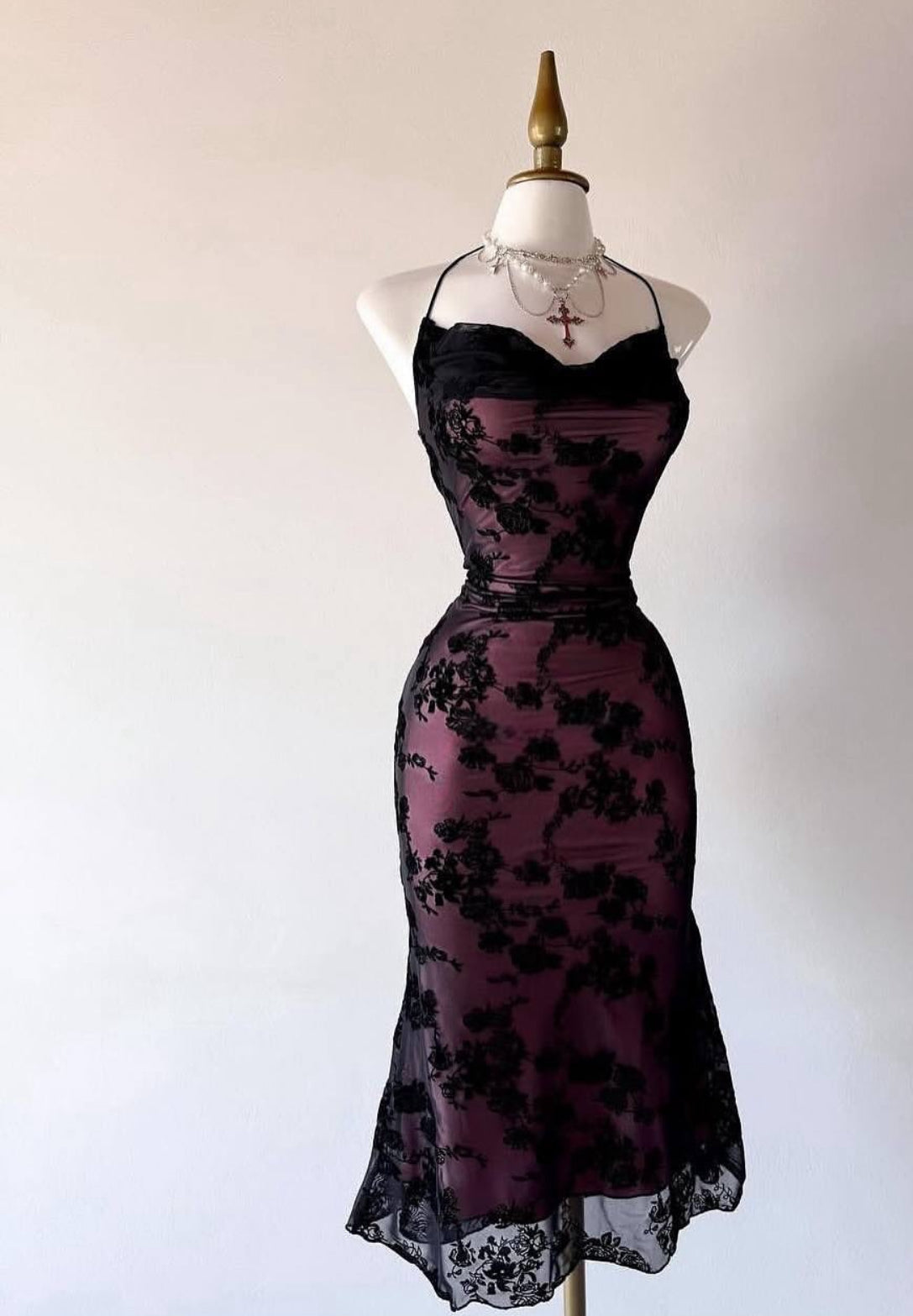 Mermaid Sexy Prom Dress Black Lace Evening Dress