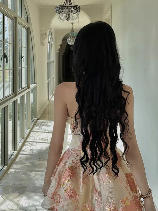 Unique Sweetheart Neck Satin Print Floral A-Line Homecoming Dress Short Party Dress