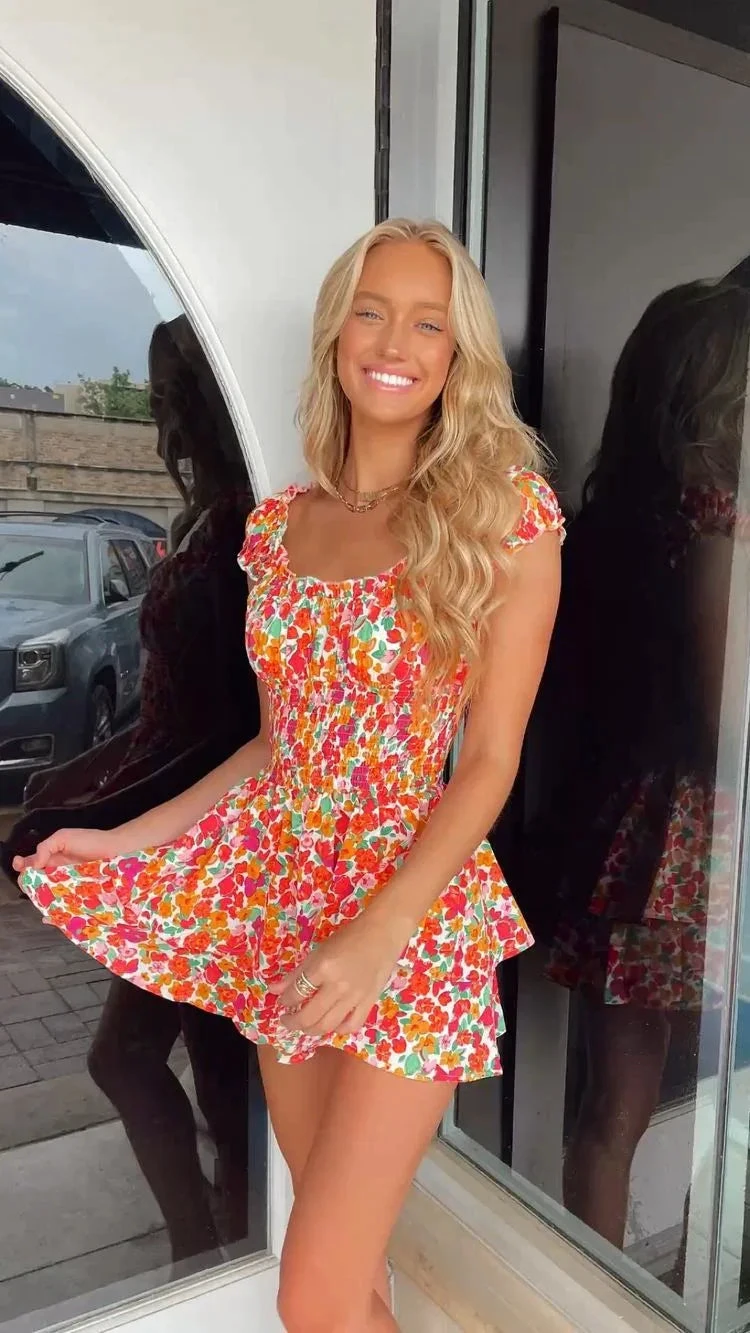 Fashion Women's Printed Short Sleeve Homecoming Dress (ZD11909)