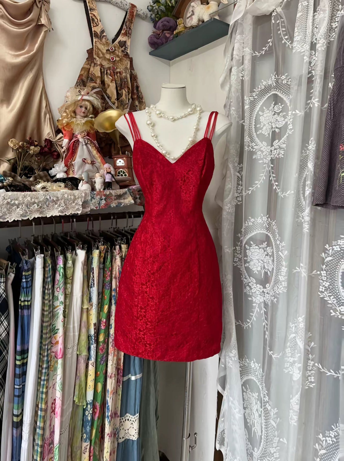 Red Sheath Lace Homecoming Dress Short Prom Dress With Bow