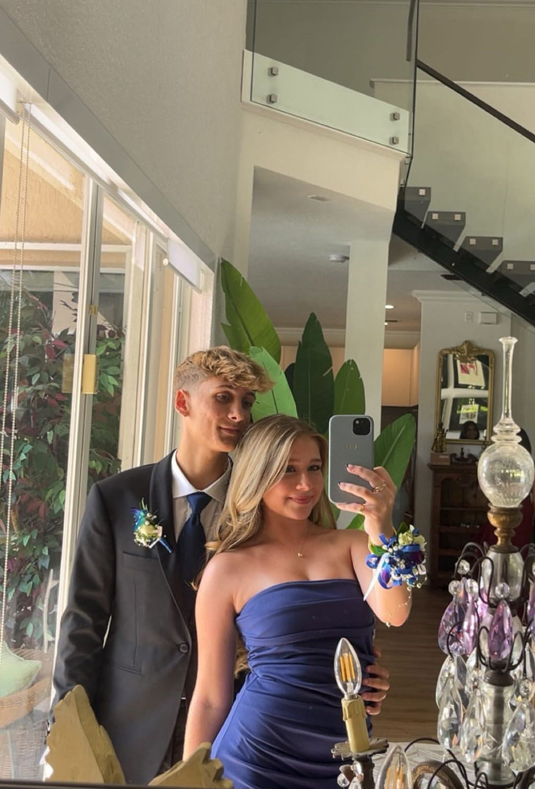 Strapless Navy Blue Long Prom Dress Satin Graduation Dress J7969