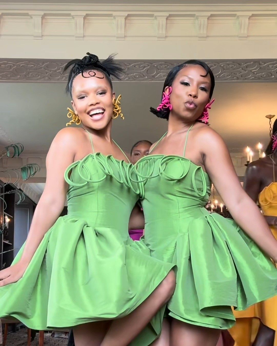 Classy Halter Green Satin A-Line Graduation Homecoming Dress Formal 19th Birthday Outfits - FashionDia