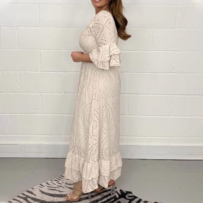 Marta Elevated Lace Dress with Ruffle Sleeves Designer Edit