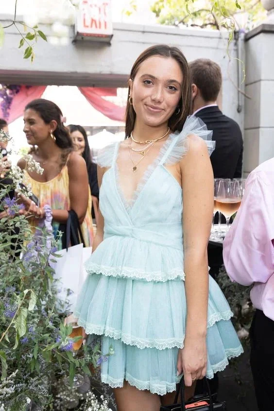 Cute A-line V Neck Homecoming Dress 18th Birthday Party Dress Y2708 by simplepromdress