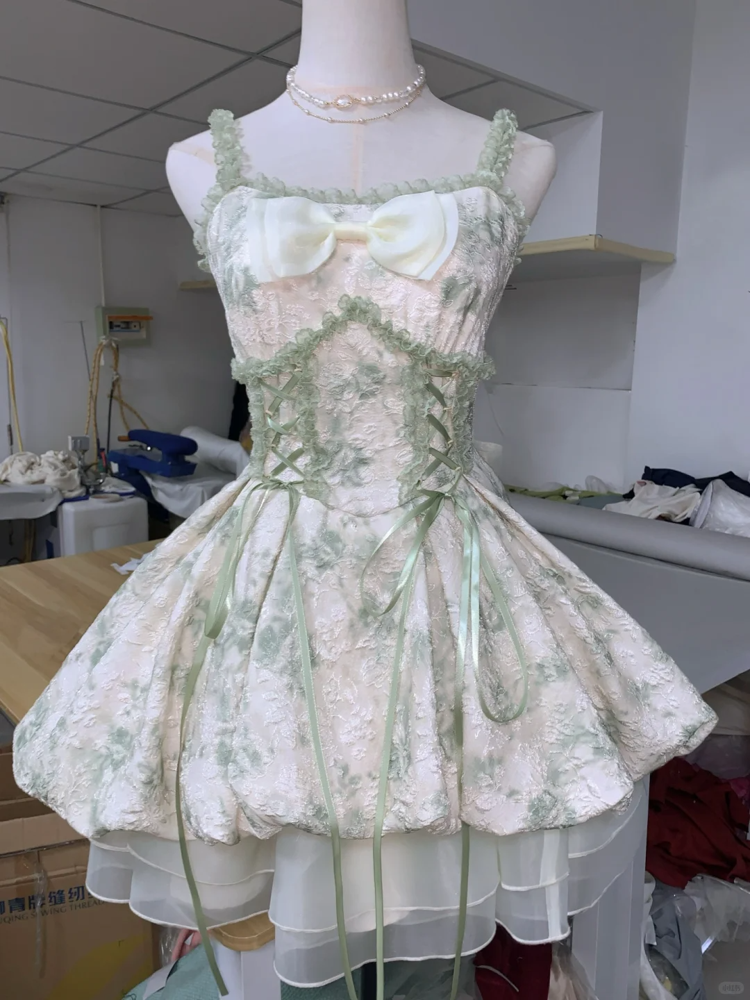 Pretty Pastel Green Spaghetti Straps Lace Print Floral A-Line Homecoming Dress 16th Birthday Outfits - FashionDia